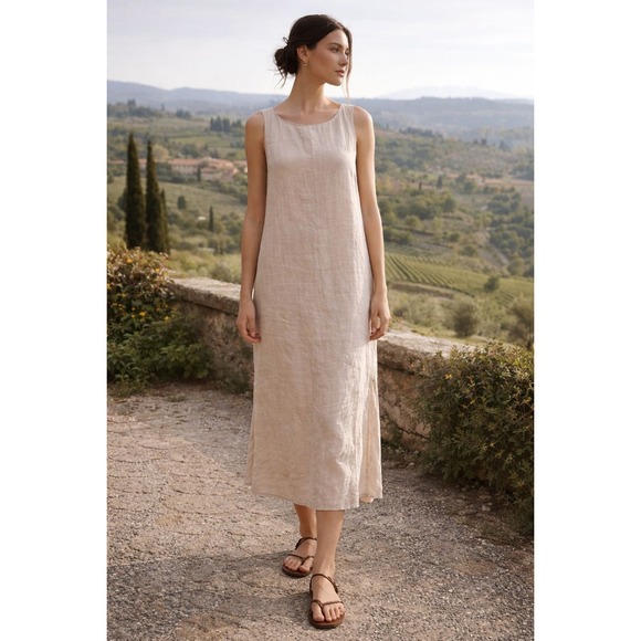 120% Lino Dresses & Skirts - 120% Lino Linen Sleeveless Maxi Dress Size 46 or US Size 10